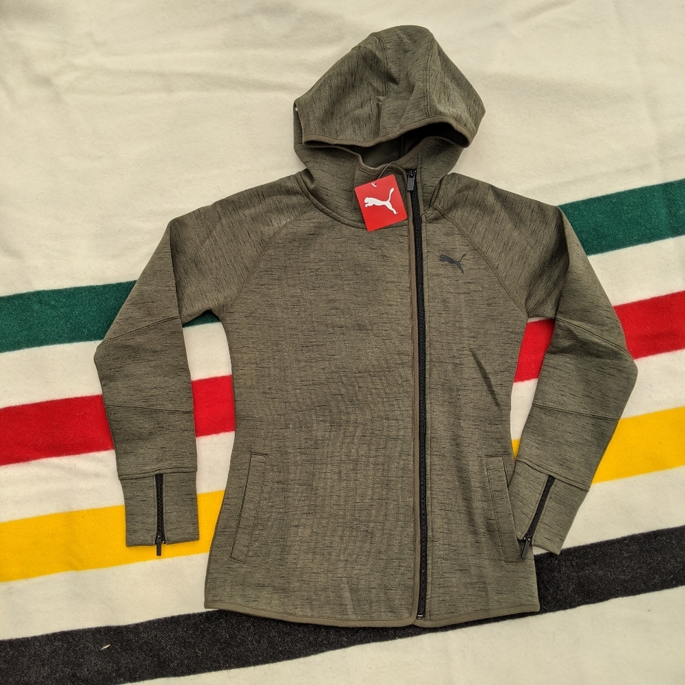 Puma military Moto asymmetric zip hoodie xs nwt